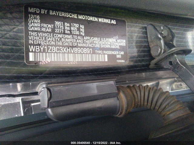 2017 BMW i3, VIN: WBY1Z8C3XHV890891