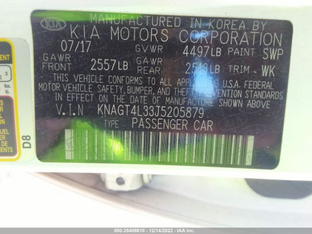 KNAGT4L33J5205879 KIA Optima Lx