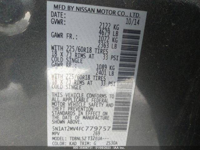 5N1AT2MV4FC779757 Nissan Rogue Sl