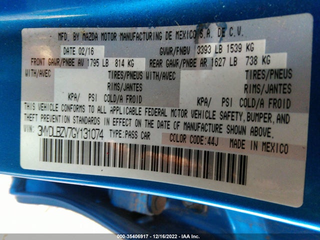 2016 Scion IA, VIN: 3MYDLBZV7GY131074