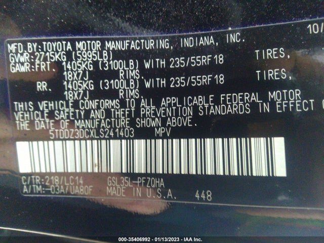 Toyota Sienna 2020 5TDDZ3DCXLS241403 Image 11