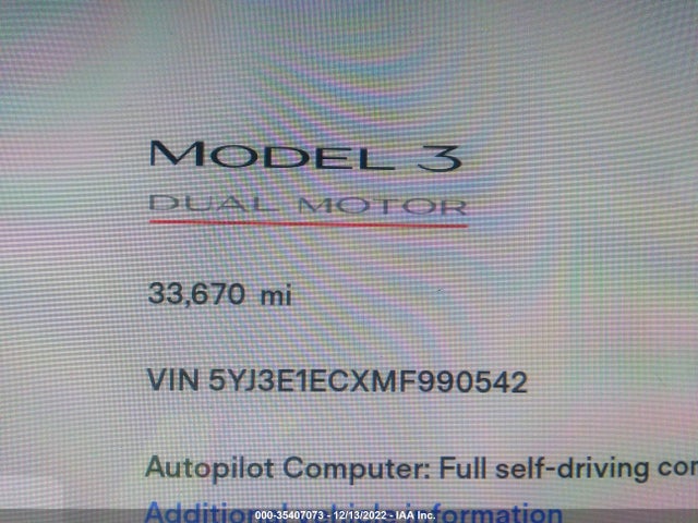 Tesla Model 3 Performance 2021 5YJ3E1ECXMF990542 Image 7