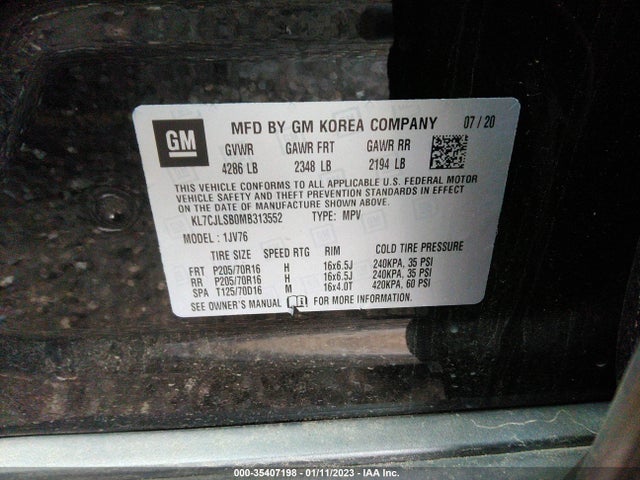 Chevrolet Trax Lt 2021 KL7CJLSB0MB313552 Image 9