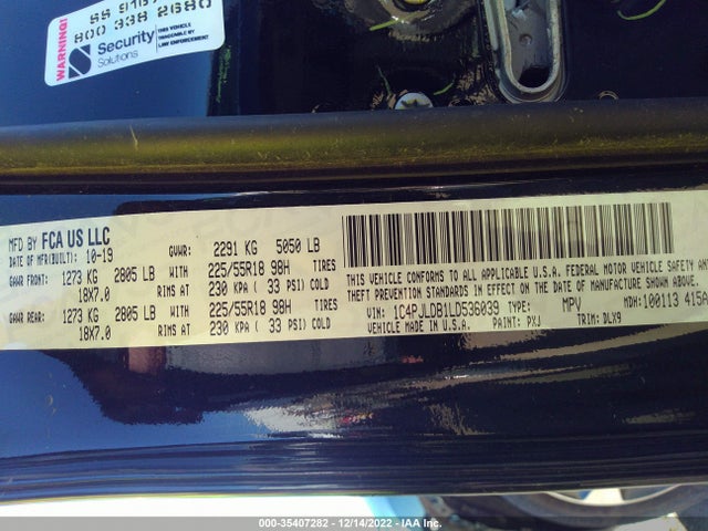 2020 Jeep Cherokee, VIN: 1C4PJLDB1LD536039