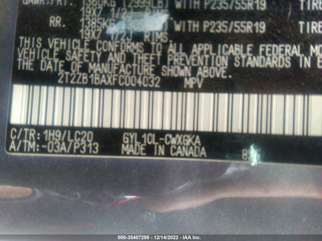 2T2ZB1BAXFC004032 Lexus RX 450H