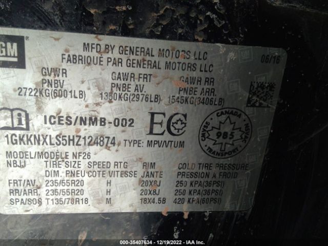 1GKKNXLS5HZ124874 GMC Acadia Denali