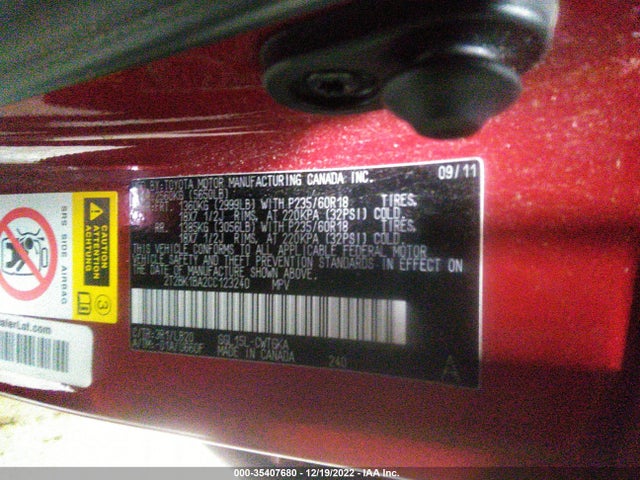 Lexus RX 350 2012 2T2BK1BA2CC123240 Image 10