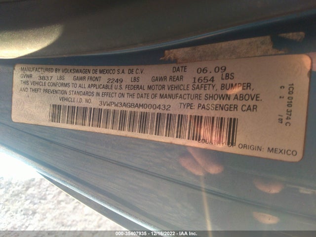 Aukcja sprzedaży 2010 Volkswagen New Beetle Coupe, vin: 3VWPW3AG8AM000432, numer aukcji: 35407935