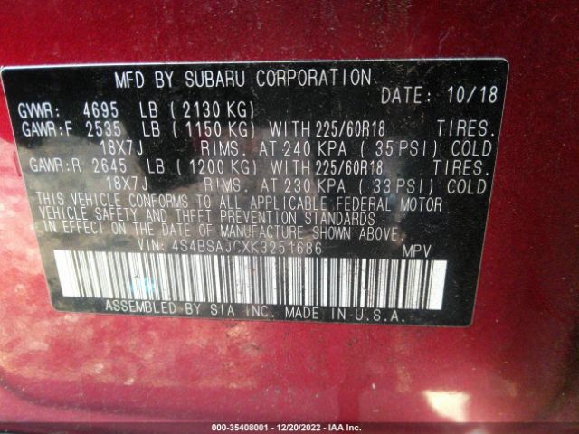 4S4BSAJCXK3251686 Subaru Outback Limited