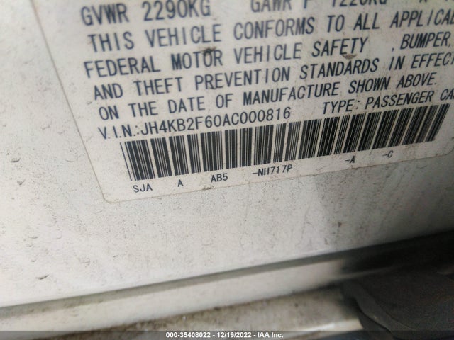 JH4KB2F60AC000816 Acura Rl Tech Pkg/tech/cmbs