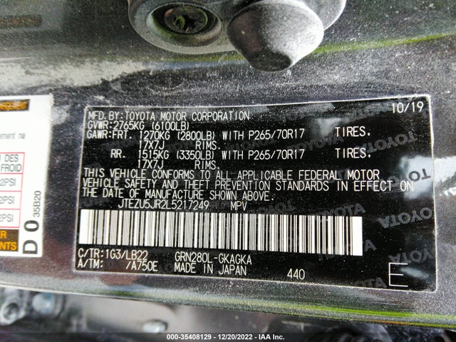 2020 Toyota 4Runner, VIN: JTEZU5JR2L5217249