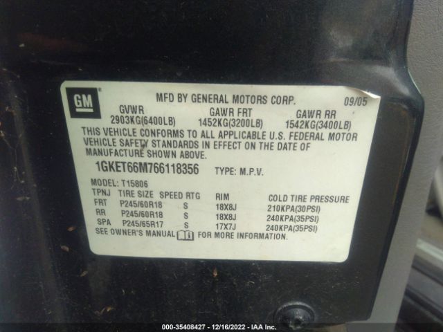 1GKET66M766118356 GMC ENVOY XL