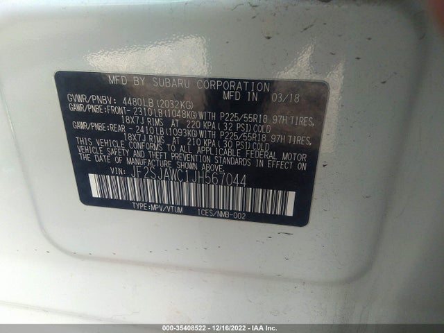 2018 SUBARU FORESTER TOURING VIN: JF2SJAWC1JH567044