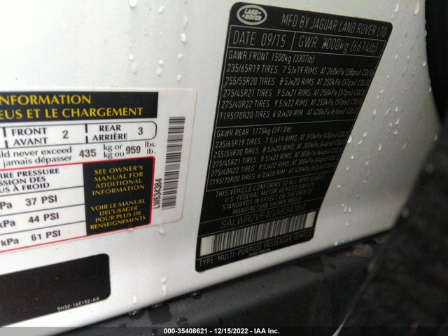 Land Rover RANGE ROVER SPORT 2016 SALWR2VF4GA634384 Image 11