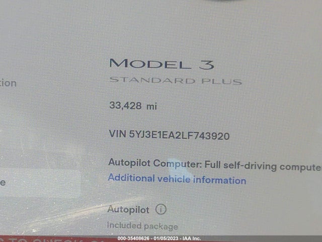 Tesla Model 3 Standard Range 2020 5YJ3E1EA2LF743920 Image 9