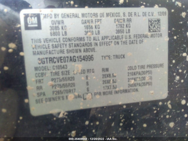 GMC Sierra 1500 Sle 2010 3GTRCVE07AG154996 Image 10