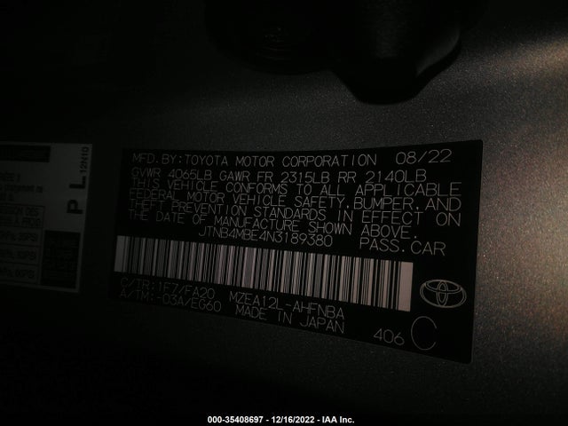 Toyota Corolla Hatchback Se 2022 JTNB4MBE4N3189380 Image 10