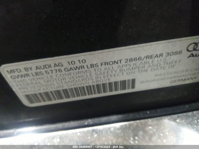 2011 AUDI A8 VIN: WAUAVAFD6BN007043