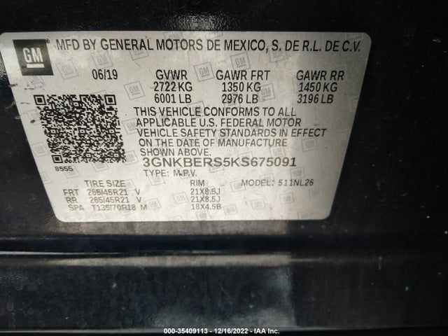 2019 Chevrolet Blazer, VIN: 3GNKBERS5KS675091