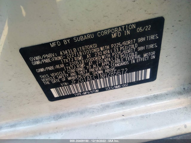 2022 Subaru Crosstrek, VIN: JF2GTAEC1NH285672