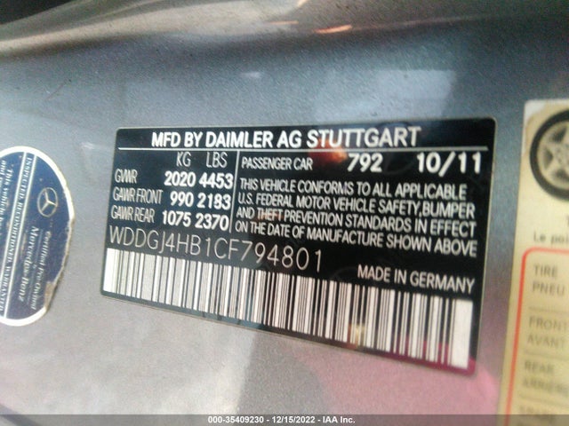 2012 MERCEDES-BENZ C-CLASS C 250 VIN: WDDGJ4HB1CF794801