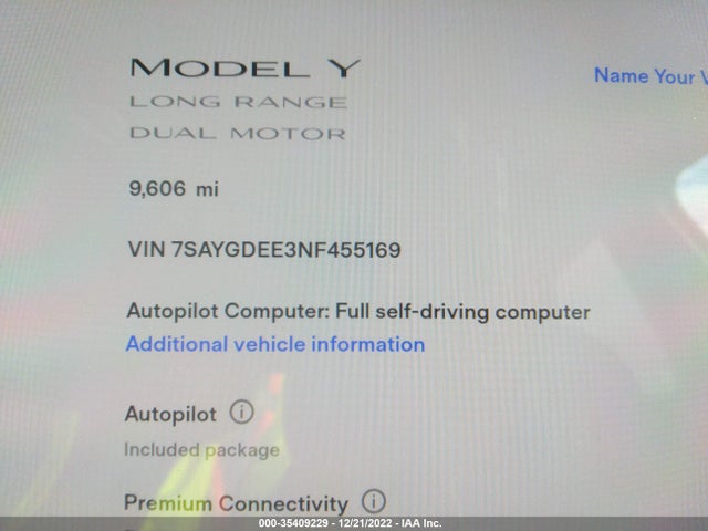 Tesla Model Y Long Range 2022 7SAYGDEE3NF455169 Image 7