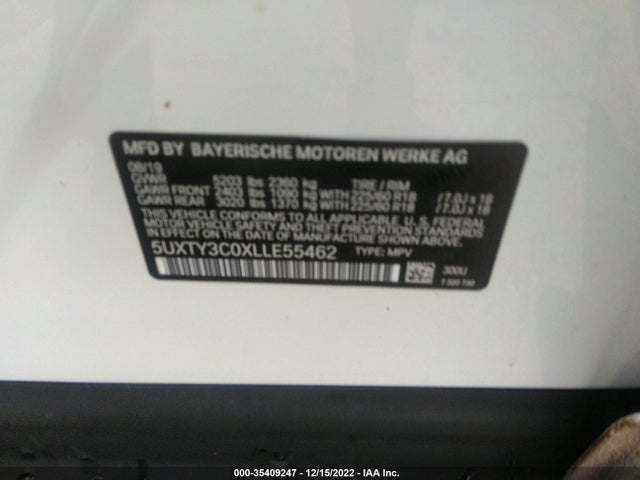 BMW X3 Sdrive30i 2020 аукцион фото