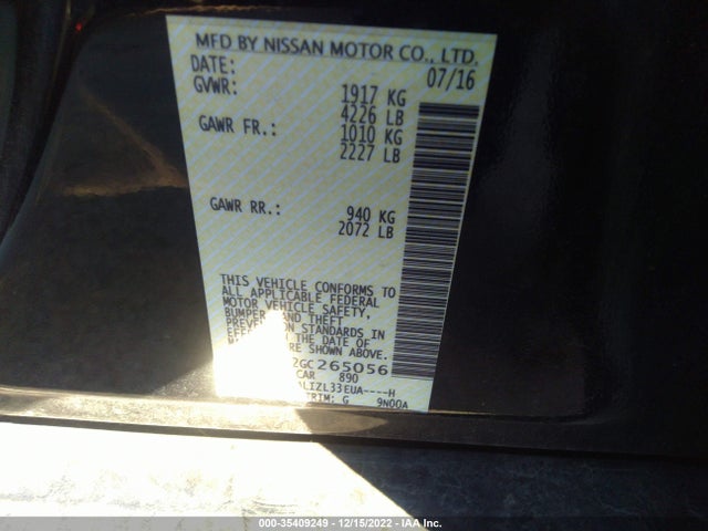 2016 NISSAN ALTIMA 2.5 SV VIN: 1N4AL3AP2GC265056