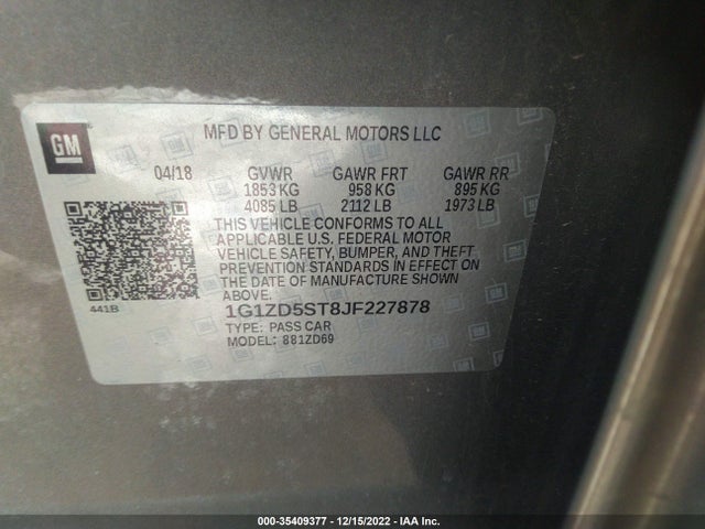 Chevrolet MALIBU LT 2018 1G1ZD5ST8JF227878 Image 10