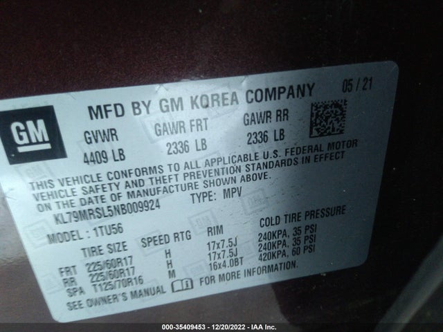 Chevrolet Trailblazer Lt 2022 KL79MRSL5NB009924 Image 11