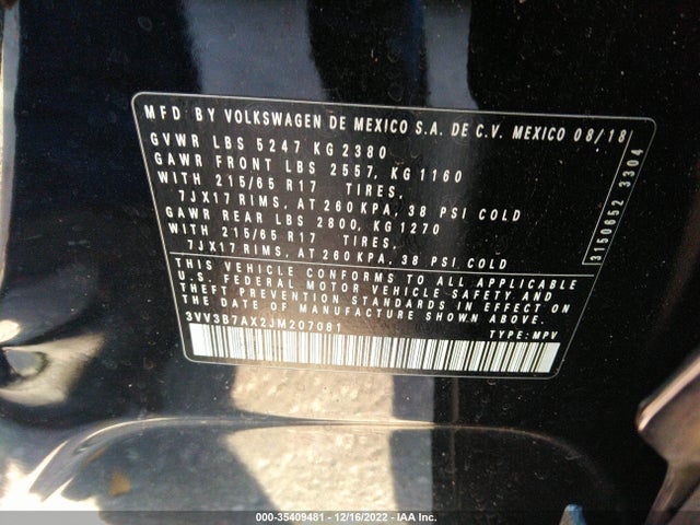 3VV3B7AX2JM207081 Volkswagen Tiguan Sel/se