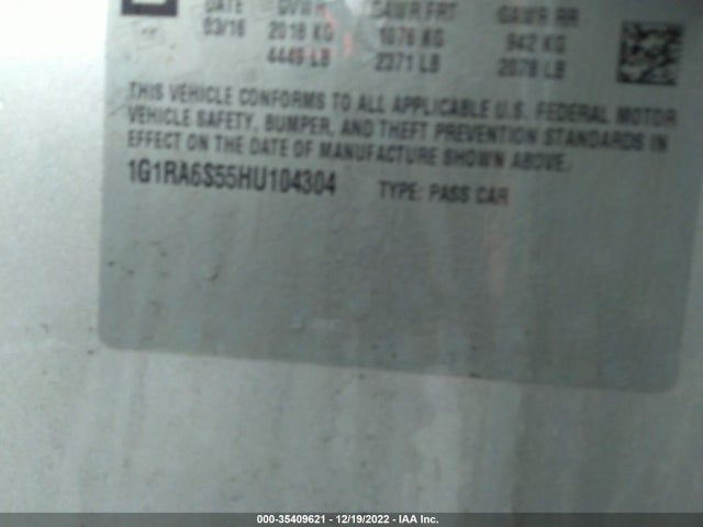 2017 Chevrolet Volt, VIN: 1G1RA6S55HU104304