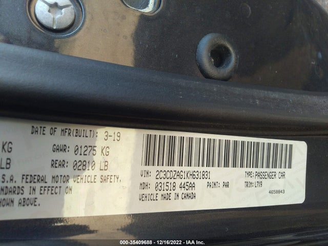 Dodge Challenger Sxt 2019 2C3CDZAG1KH631831 Image 9