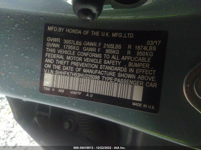 Honda Civic Hatchback Ex 2017 SHHFK7H53HU225098 Image 9