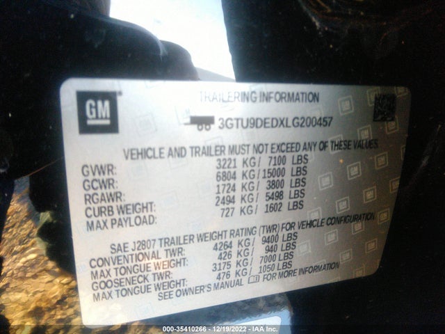 GMC Sierra 1500 Slt 2020 3GTU9DEDXLG200457 Image 9