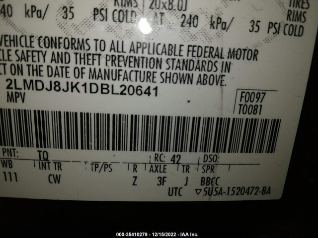Lincoln MKX 2013 2LMDJ8JK1DBL20641 Image 10