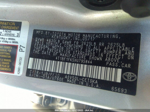 Toyota Camry 2017 4T1BF1FK5HU795844 Image 10