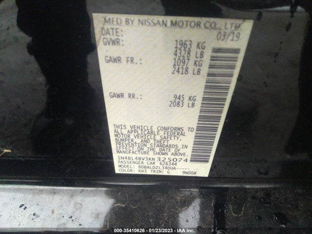 2019 Nissan Altima, VIN: 1N4BL4BV3KN325074