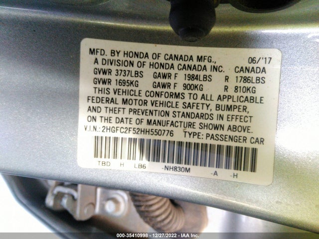 Honda Civic Sedan Lx 2017 2HGFC2F52HH550776 Image 10