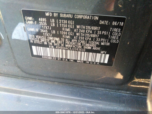 Subaru Outback 2018 4S4BSAAC9J3383630 Image 10