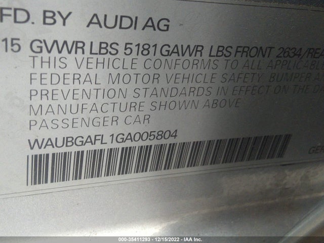 2016 Audi S4, VIN: WAUBGAFL1GA005804