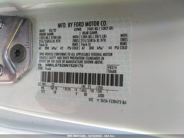 Ford Transit Connect Van Xl 2022 NM0LS7S29N1529170 Image 10