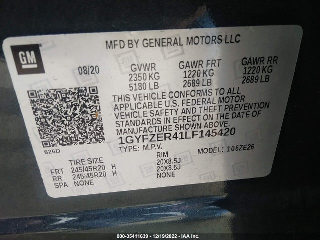 2020 Cadillac XT4, VIN: 1GYFZER41LF145420