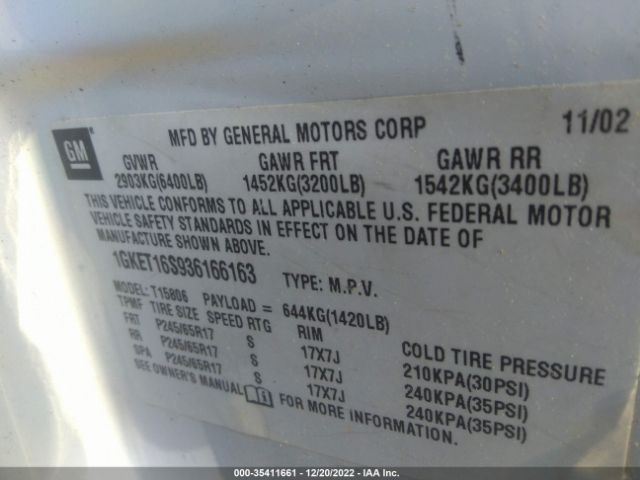 1GKET16S936166163 GMC Envoy Xl Sle