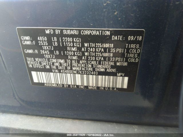 4S4BSENC7K3232403 Subaru Outback Limited