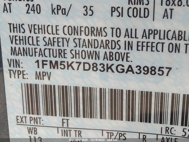 2019 Ford Explorer, VIN: 1FM5K7D83KGA39857