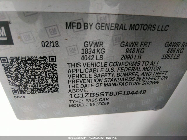 Chevrolet lfv - direct injection, variable valve timing, gen 1 2018 1G1ZB5ST8JF194449 Image 21