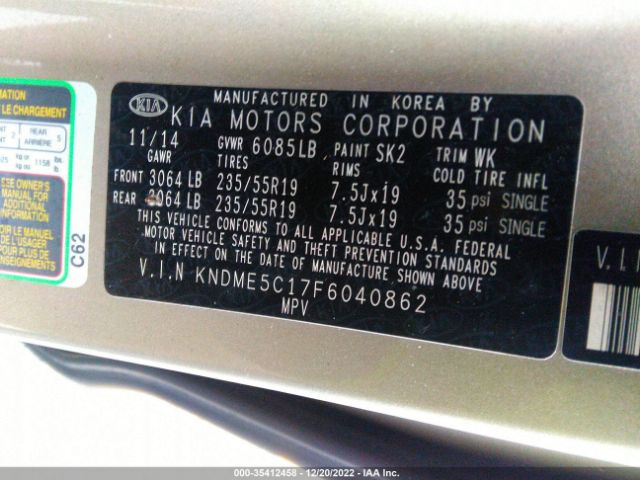 KNDME5C17F6040862 KIA Sedona Sx-l