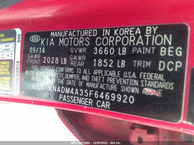 2015 Kia Rio, VIN: KNADM4A35F6469920