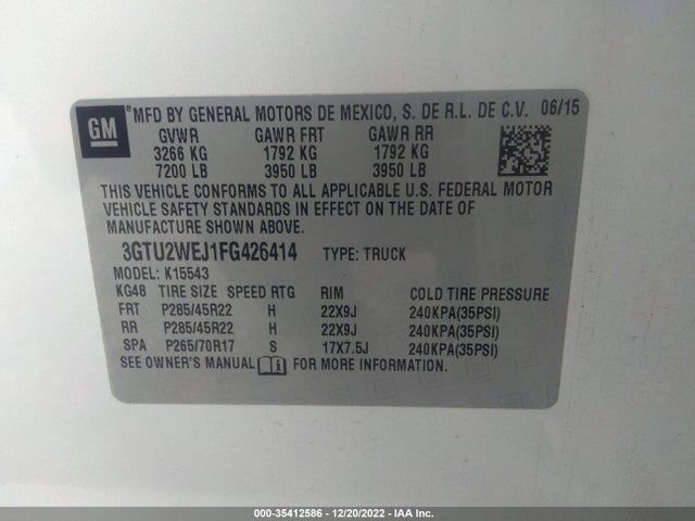 GMC Sierra 1500 Denali 2015 3GTU2WEJ1FG426414 Image 9
